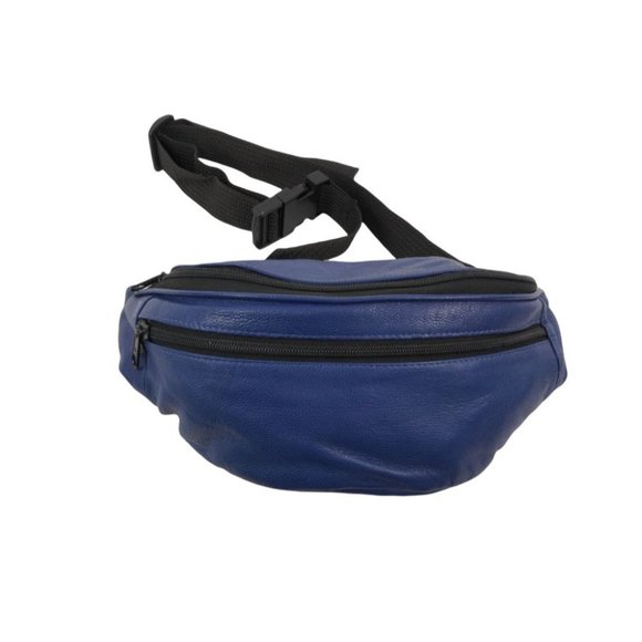 Fanny Pack, Cobalt Blue Leather, Waist Pack, Hip Purse, Retro Accessories Unisex - Picture 4 of 10